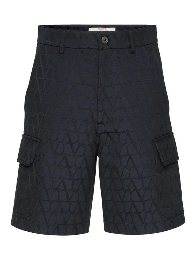 Blue Cotton Cargo Shorts