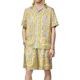 Gray Silk Bermuda Shorts