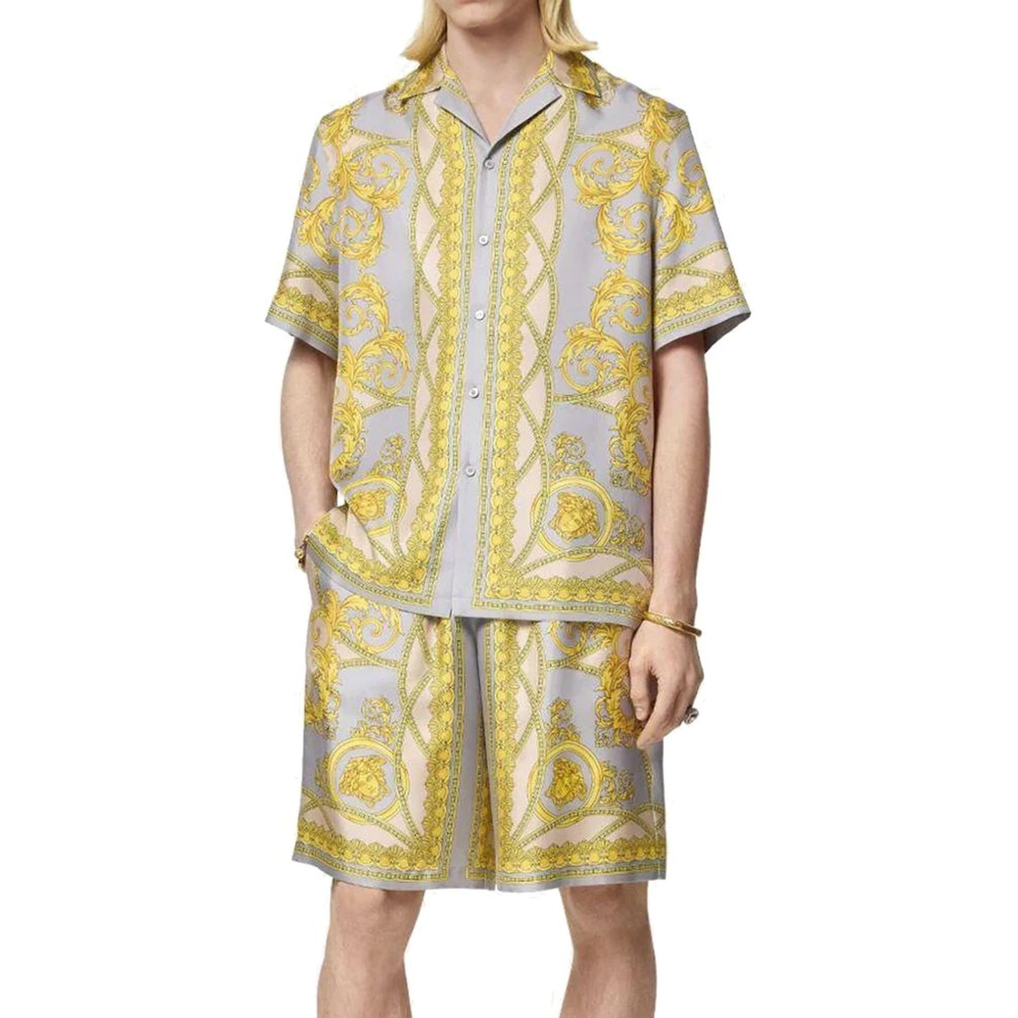 Gray Silk Bermuda Shorts
