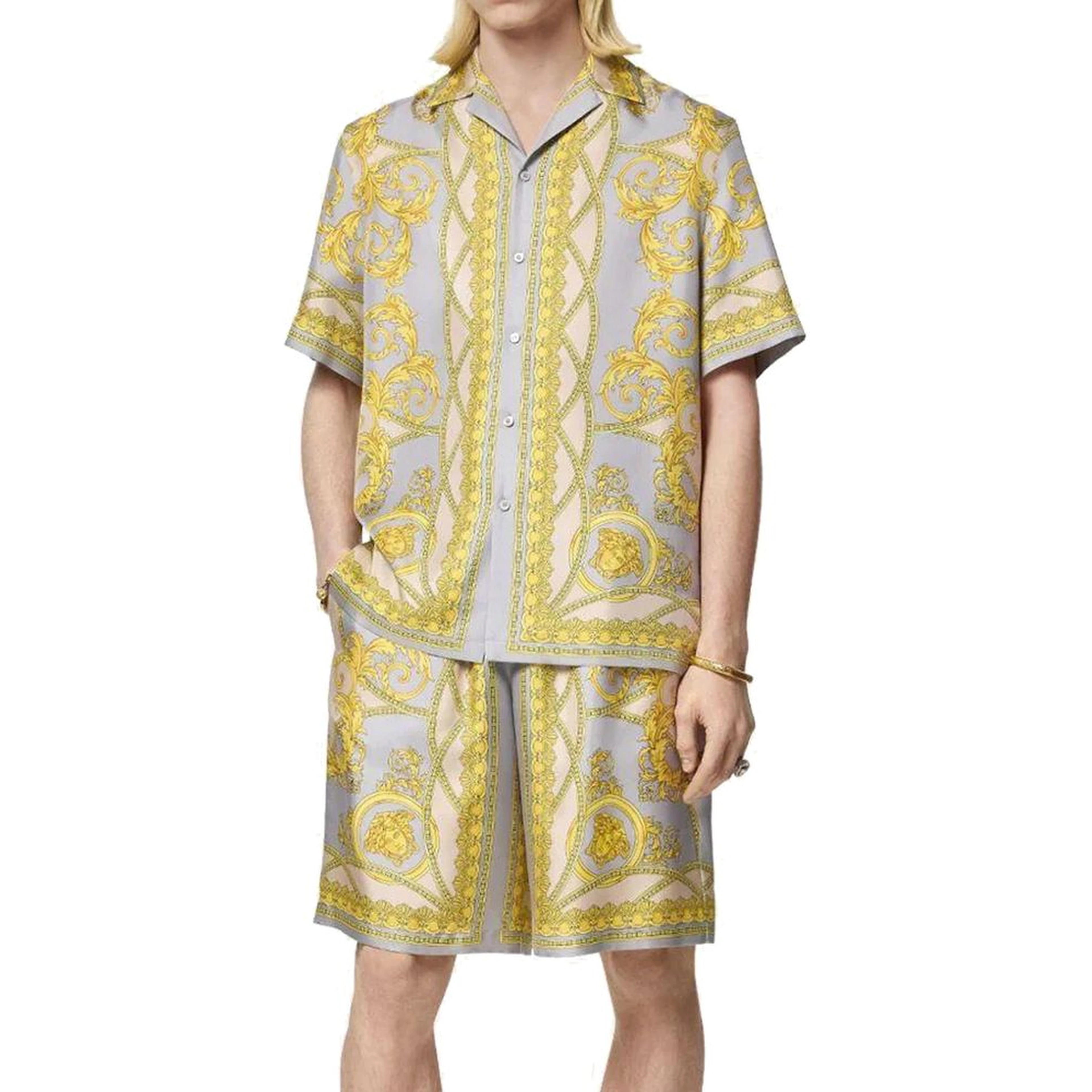 Gray Silk Bermuda Shorts