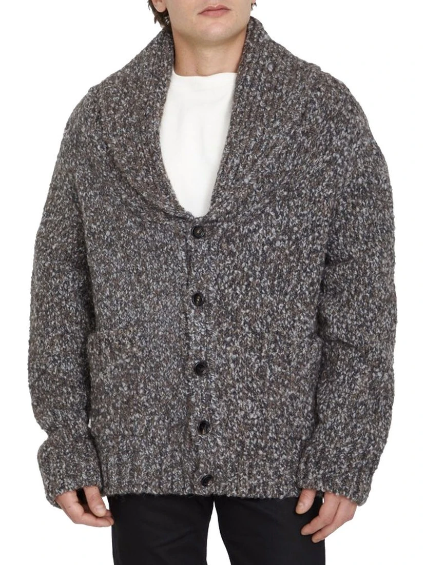 Gray Alpaca Leather Cardigan