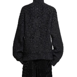 Black Alpaca Leather Cardigan
