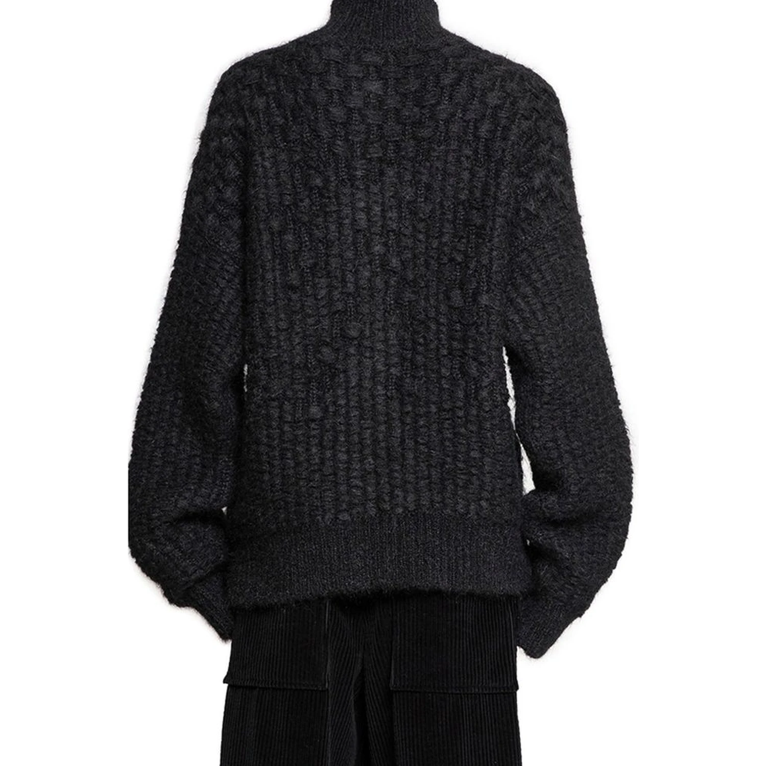 Black Alpaca Leather Cardigan