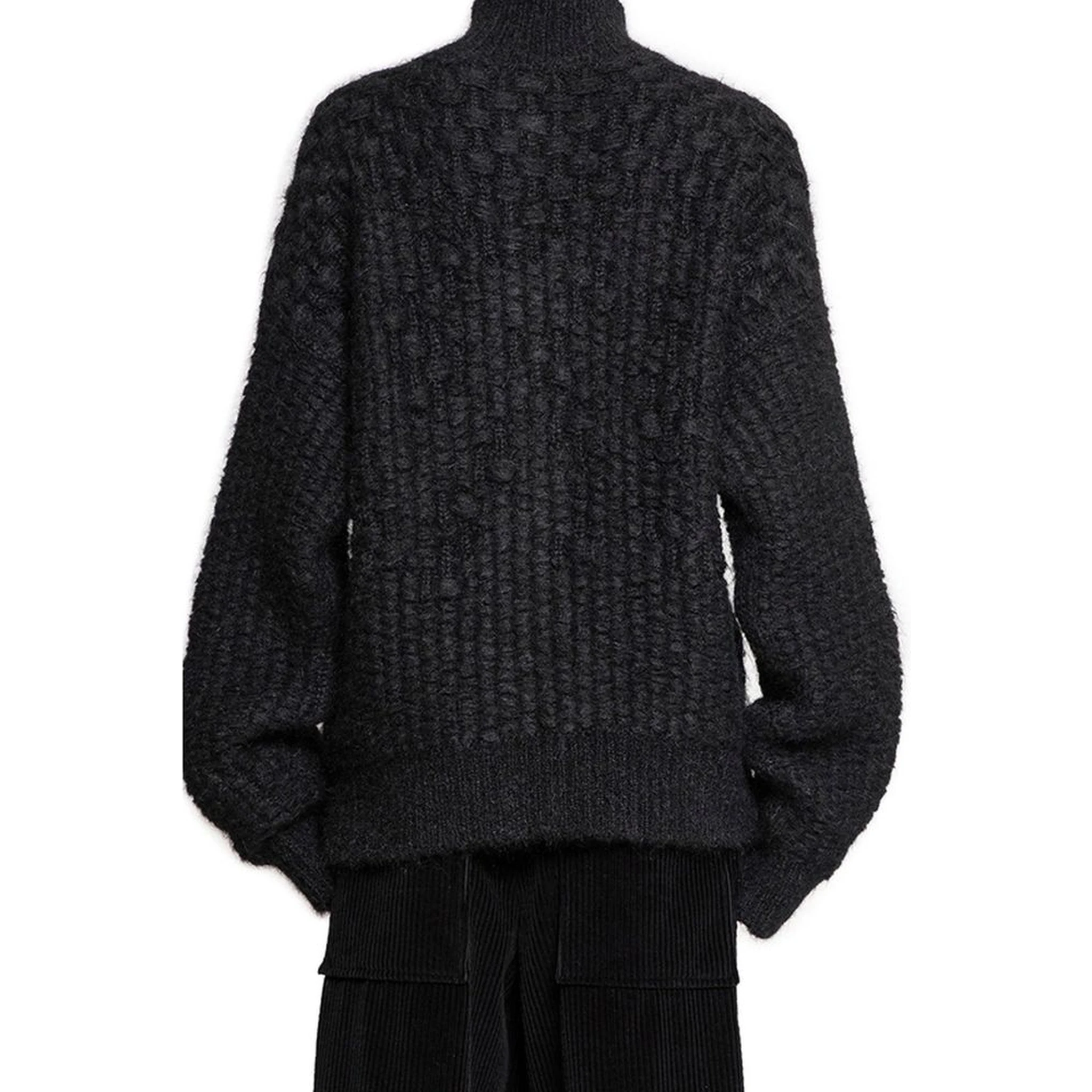 Black Alpaca Leather Cardigan