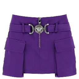 Purple Viscose Mini Skirt