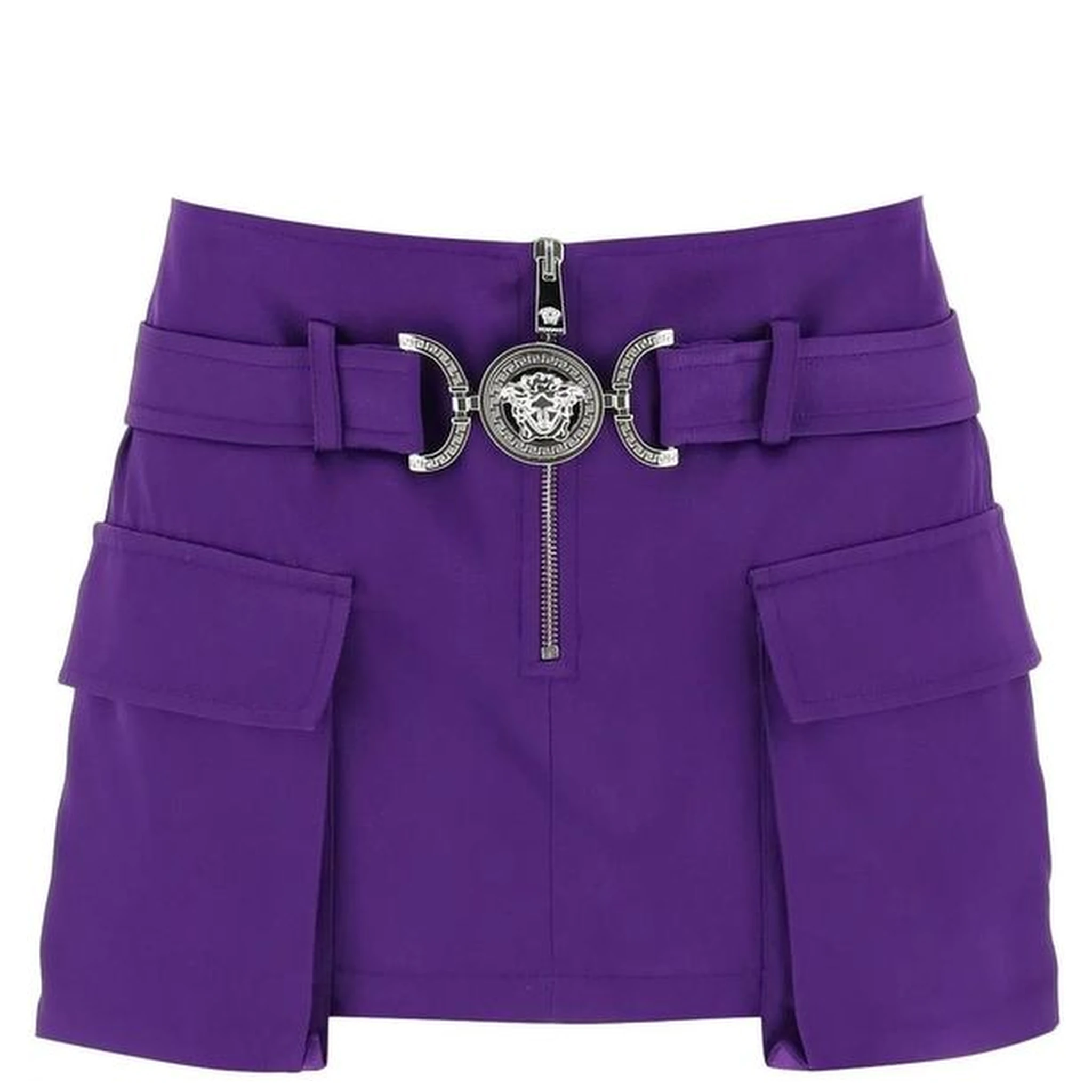 Purple Viscose Mini Skirt