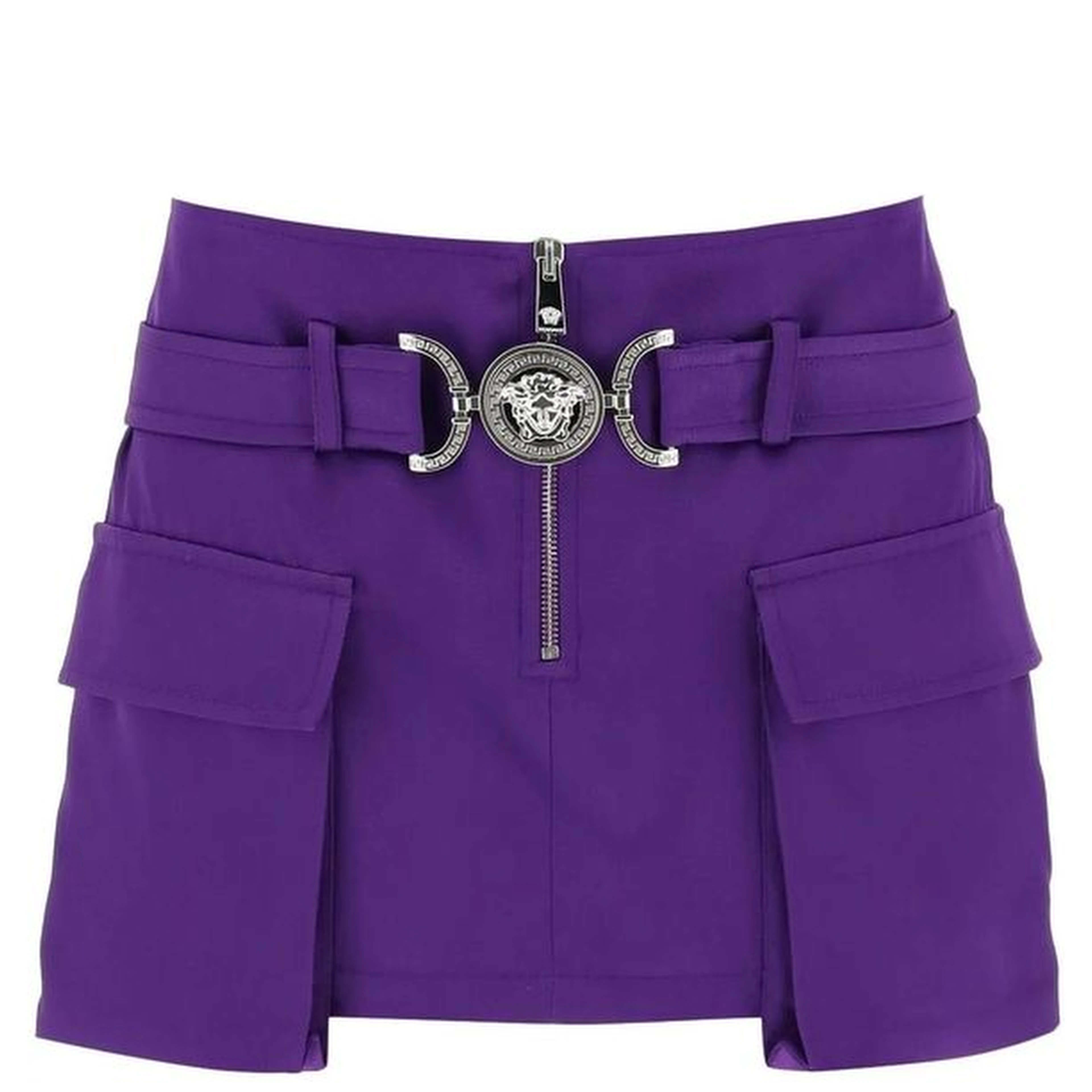 Purple Viscose Mini Skirt