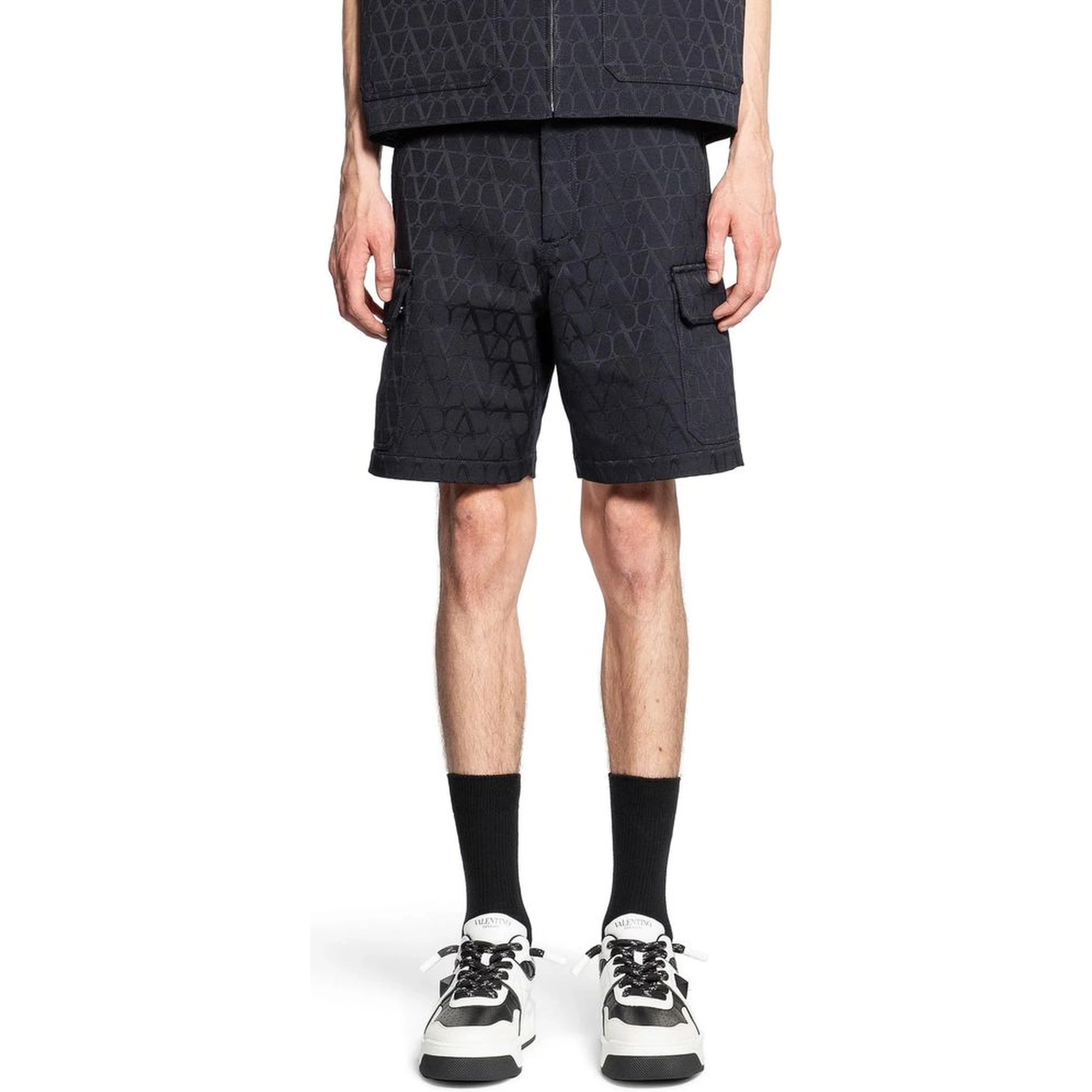 Blue Cotton Cargo Shorts