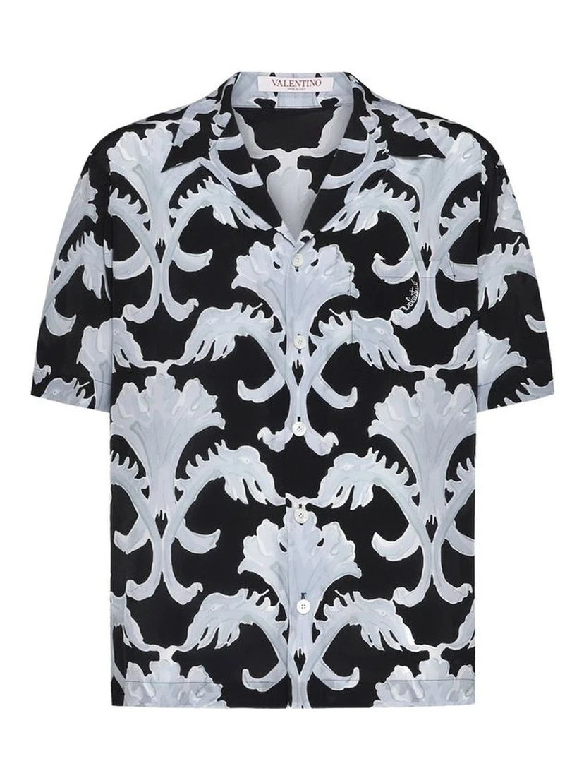 Black Silk Pattern Shirt