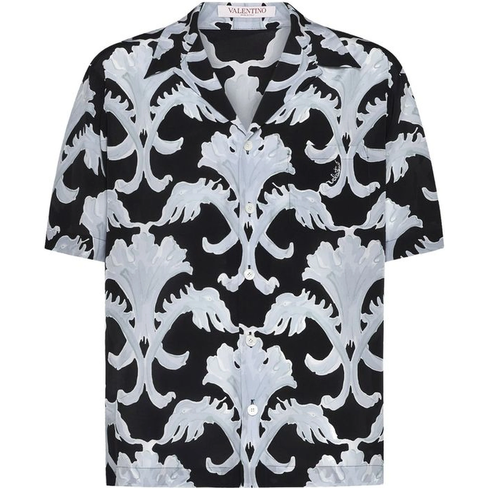 Black Silk Pattern Shirt