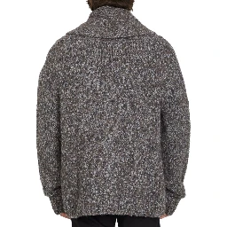 Gray Alpaca Leather Cardigan