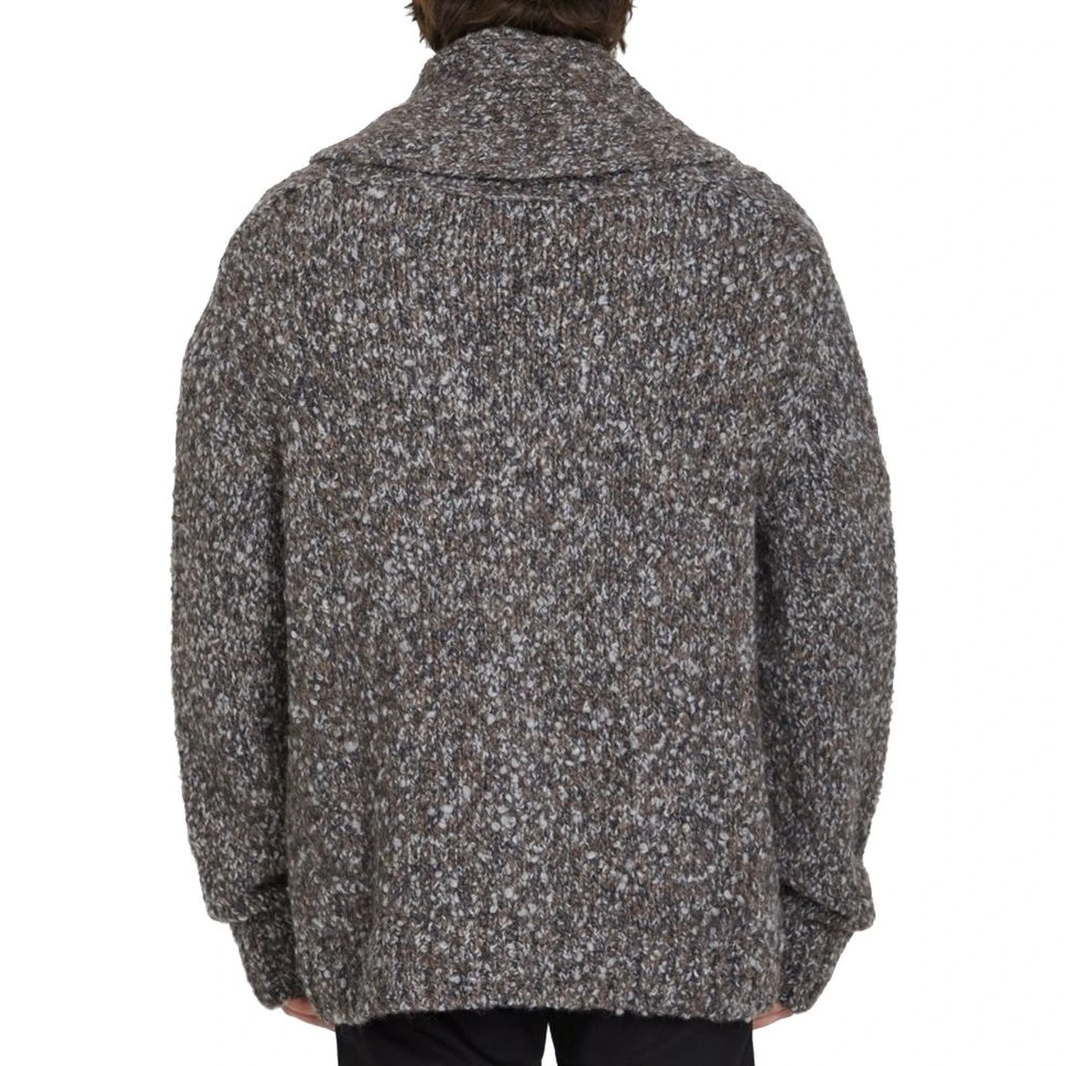 Gray Alpaca Leather Cardigan