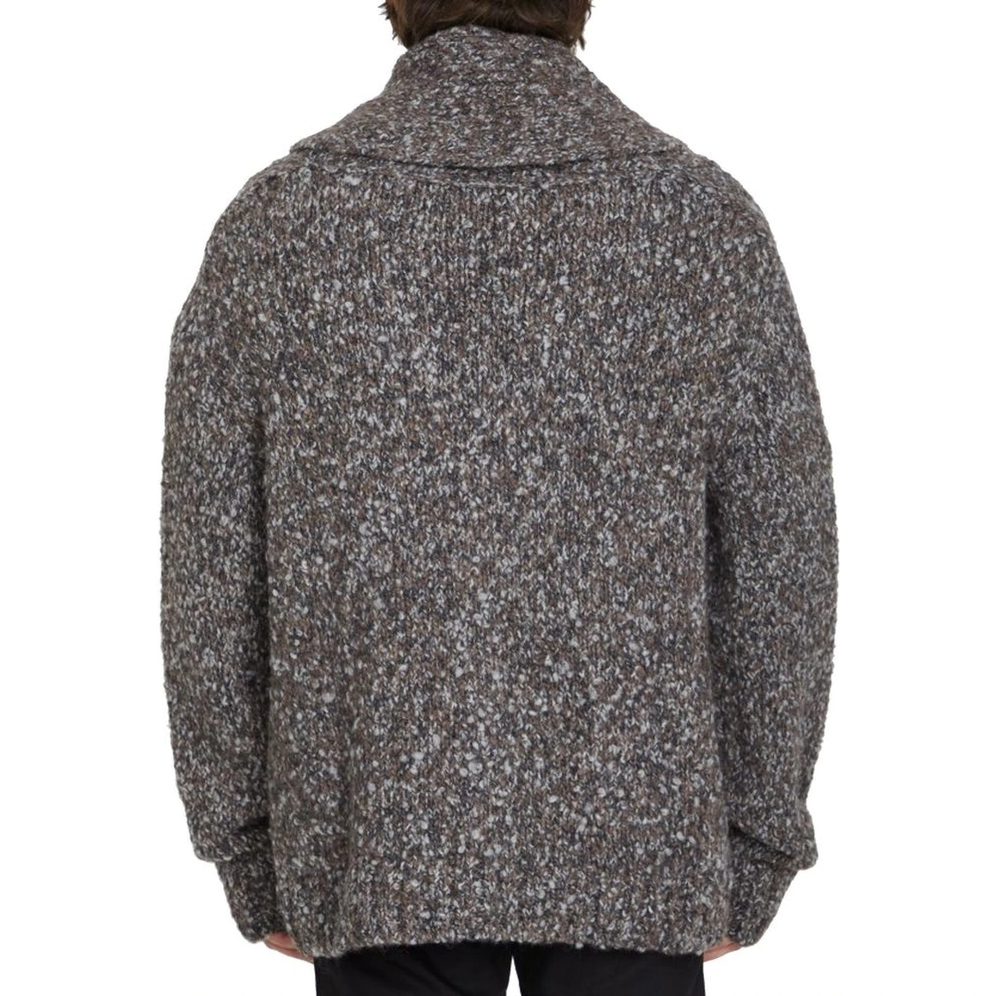 Gray Alpaca Leather Cardigan