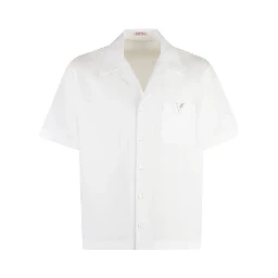 قميص أبيض قطني بأكمام قصيرة