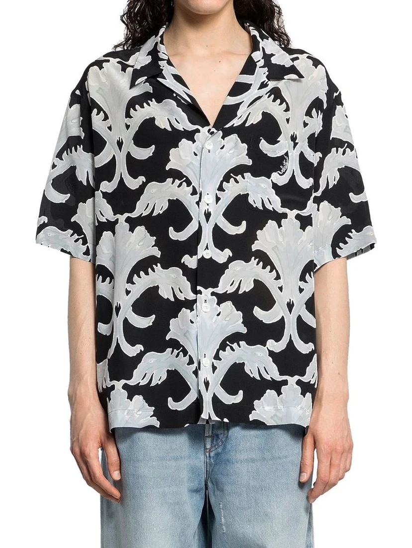Black Silk Pattern Shirt