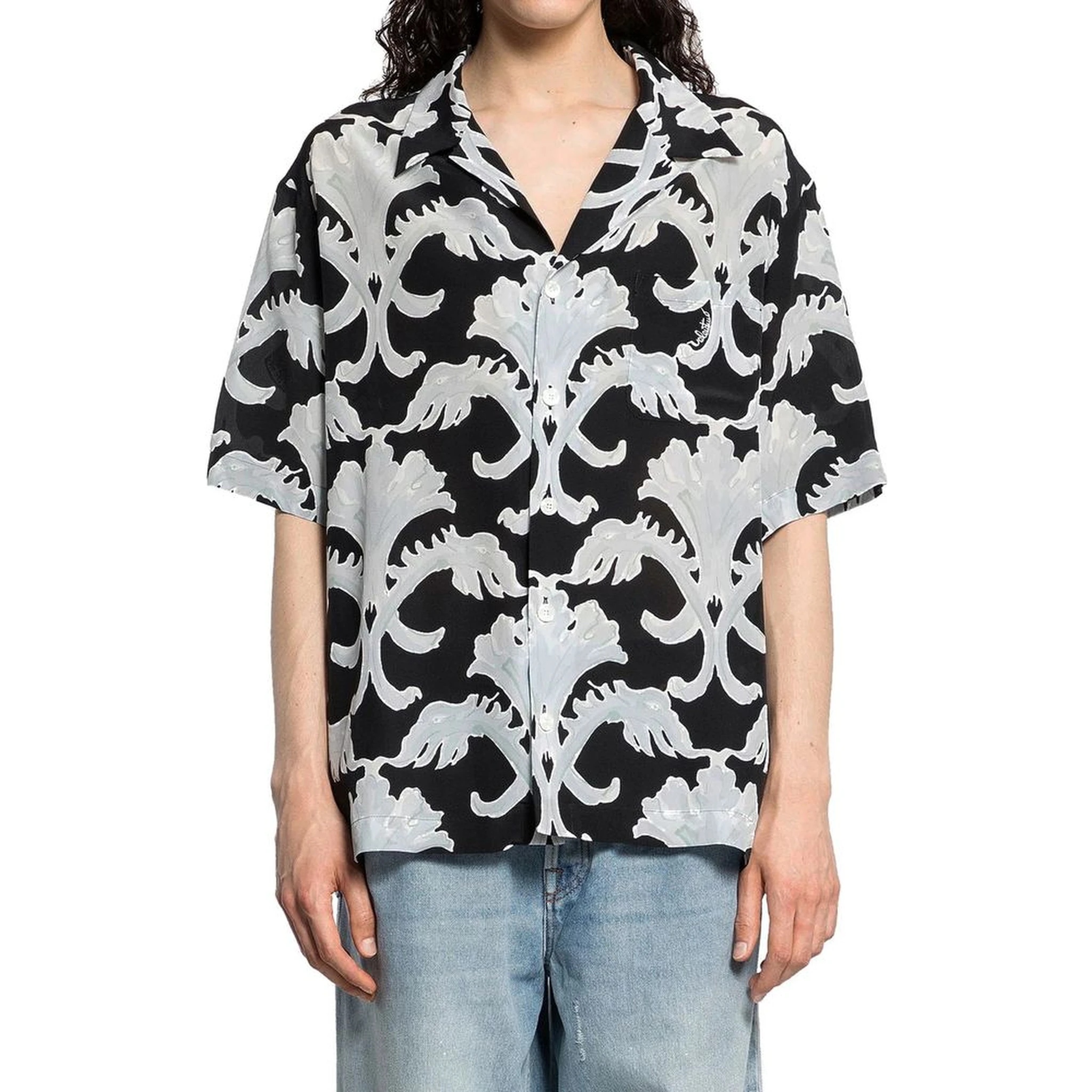 Black Silk Pattern Shirt