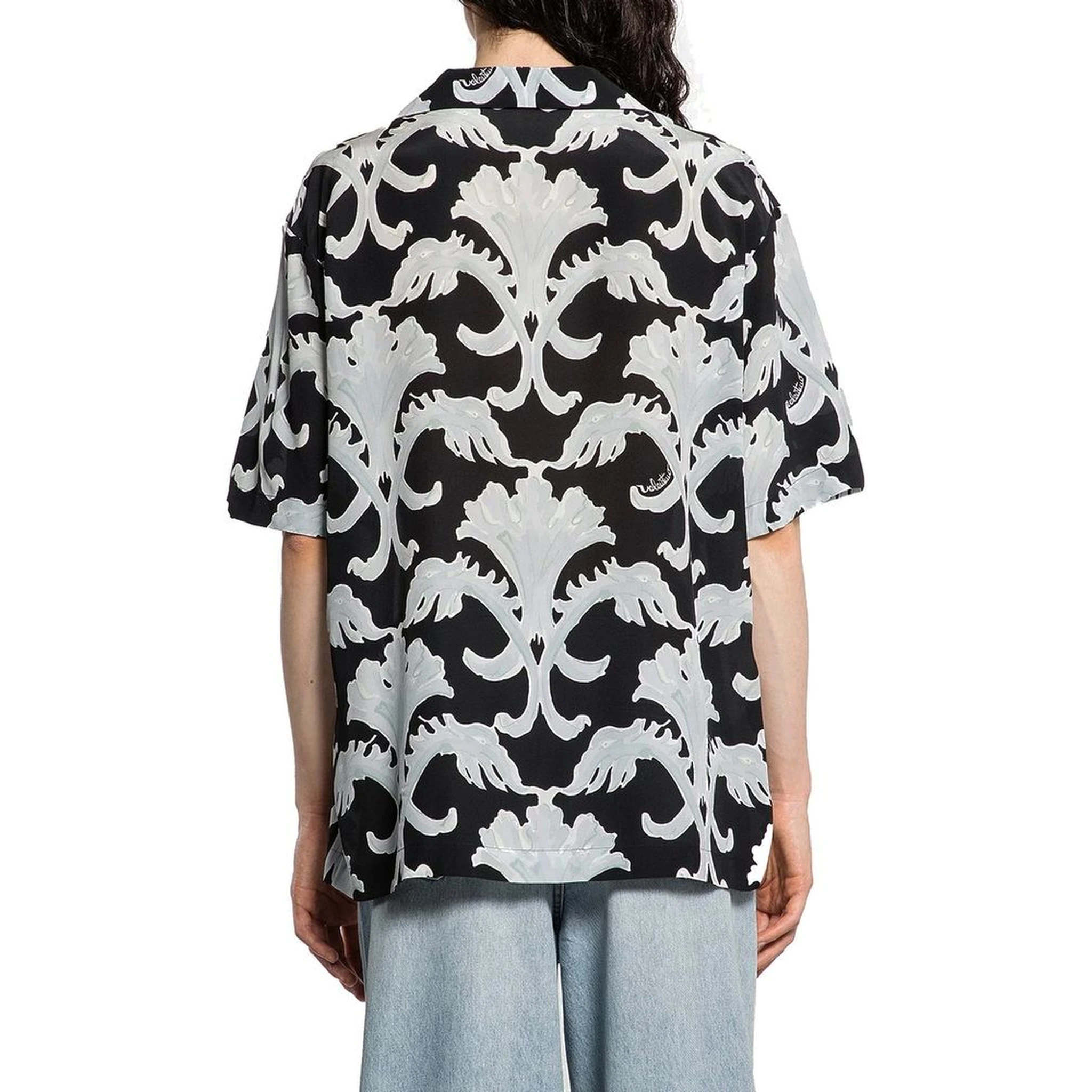 Black Silk Pattern Shirt