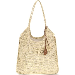 Beige Viscose Shoulder Bag