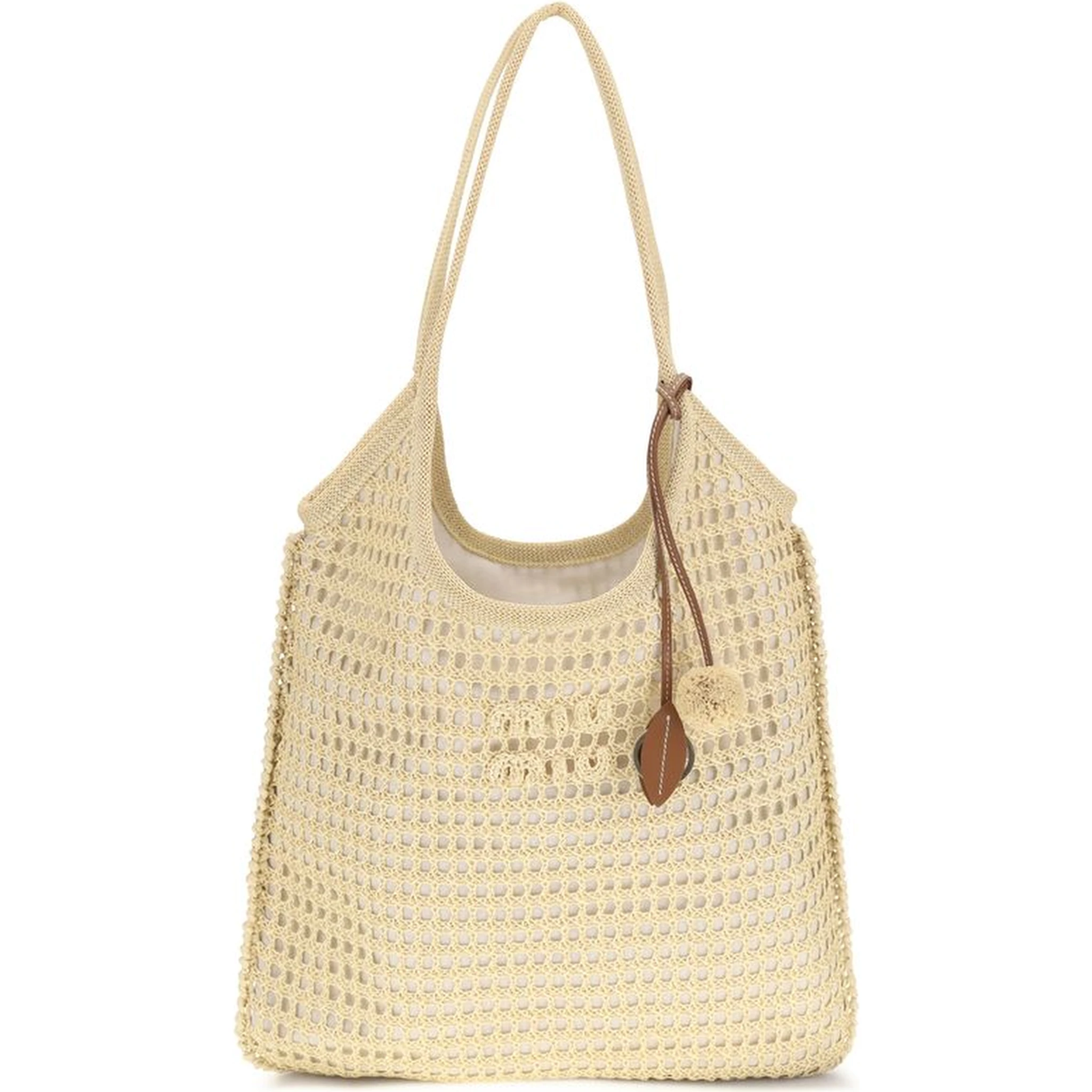 Beige Viscose Shoulder Bag