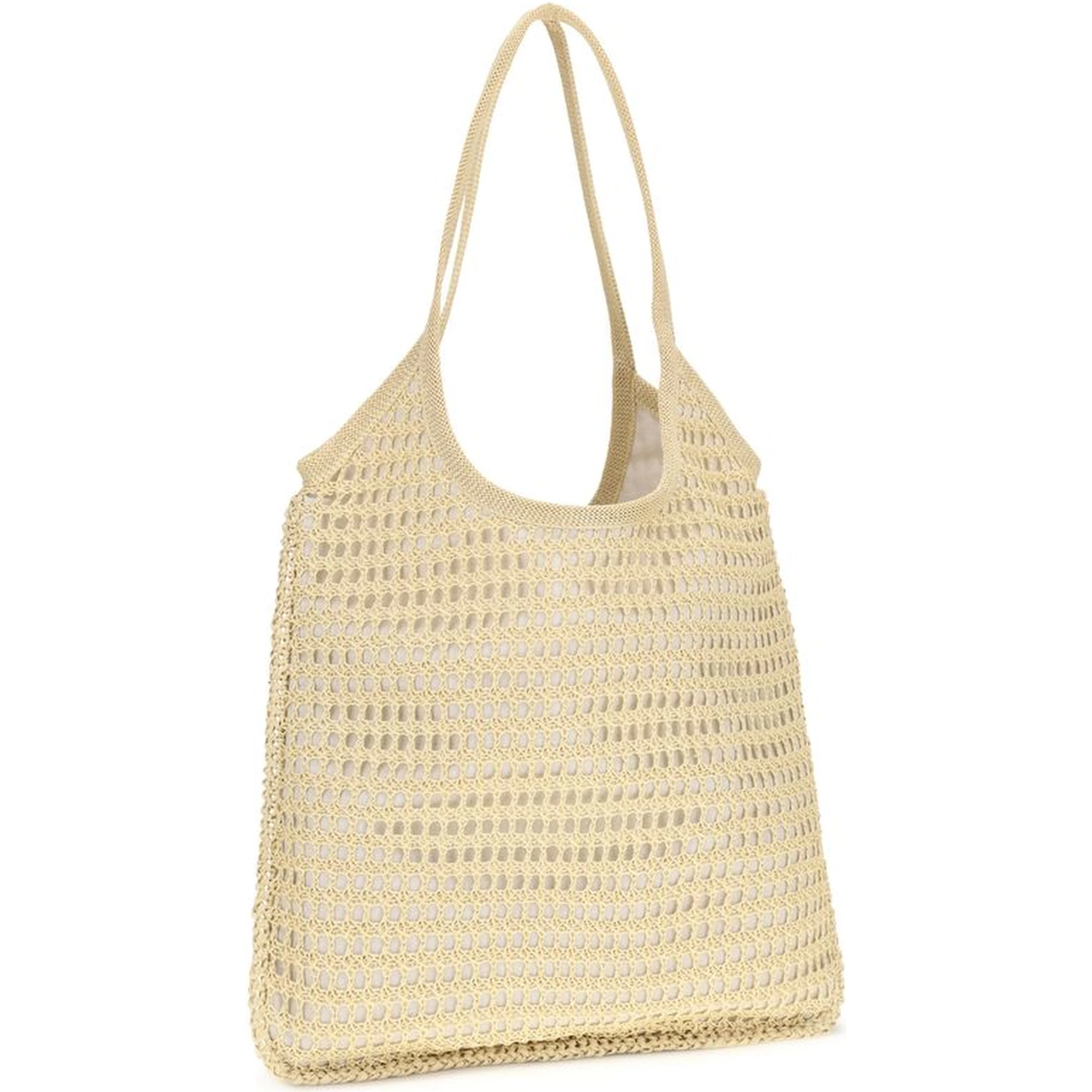 Beige Viscose Shoulder Bag