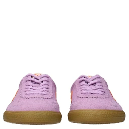 Pink Leather Low Top Sneakers