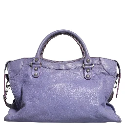 Purple Leather City Bag With Hardware