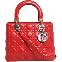 Red Cannage Lambskin Leather Lady Dior Bag