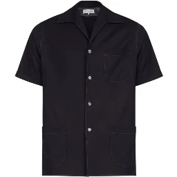 Black Wool Shortsleeve Shirt
