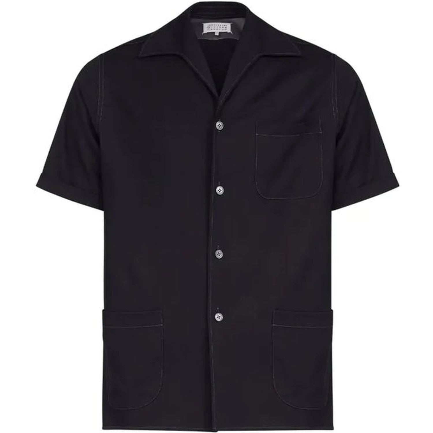 Black Wool Shortsleeve Shirt