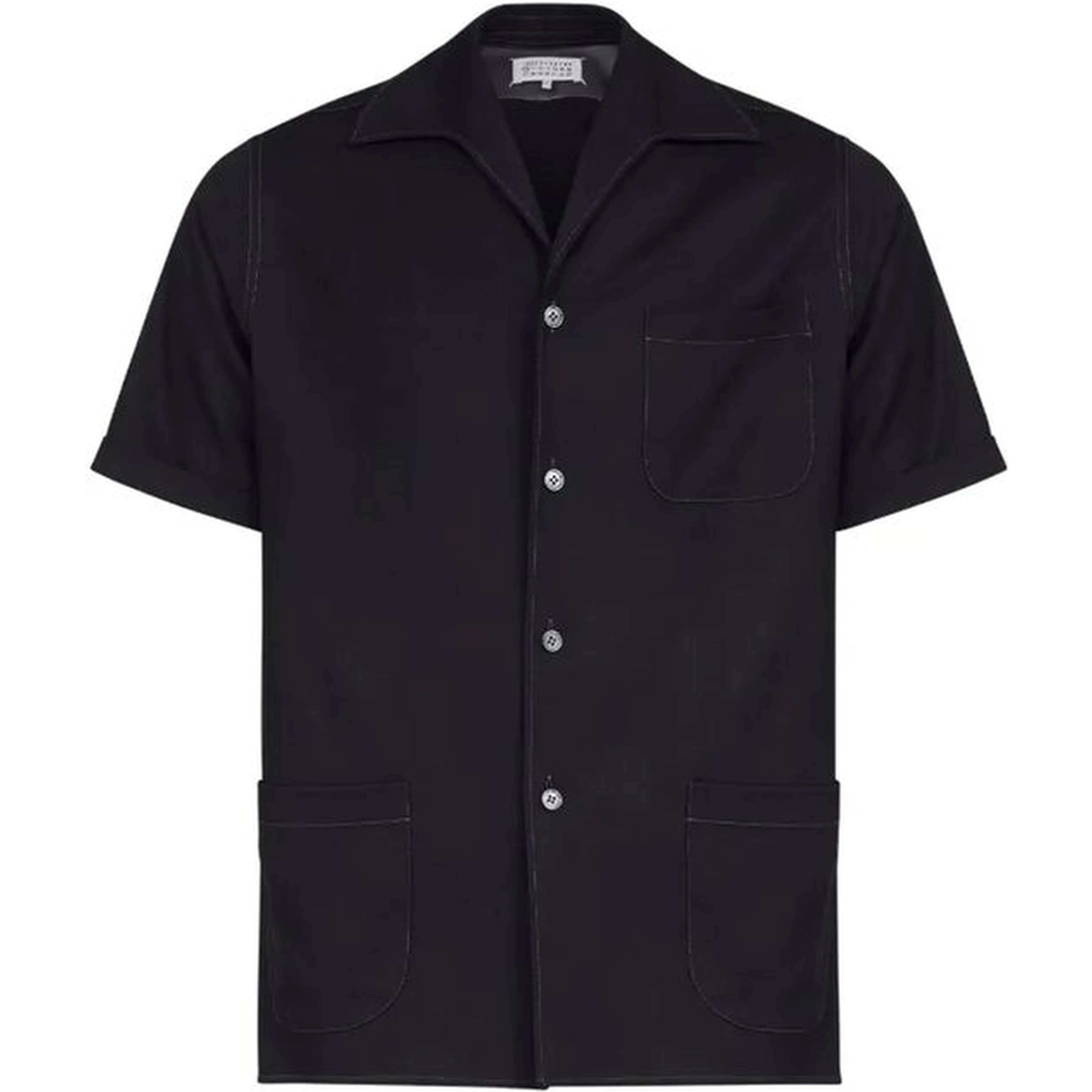 Black Wool Shortsleeve Shirt