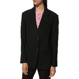 Black Fleece Wool Coat