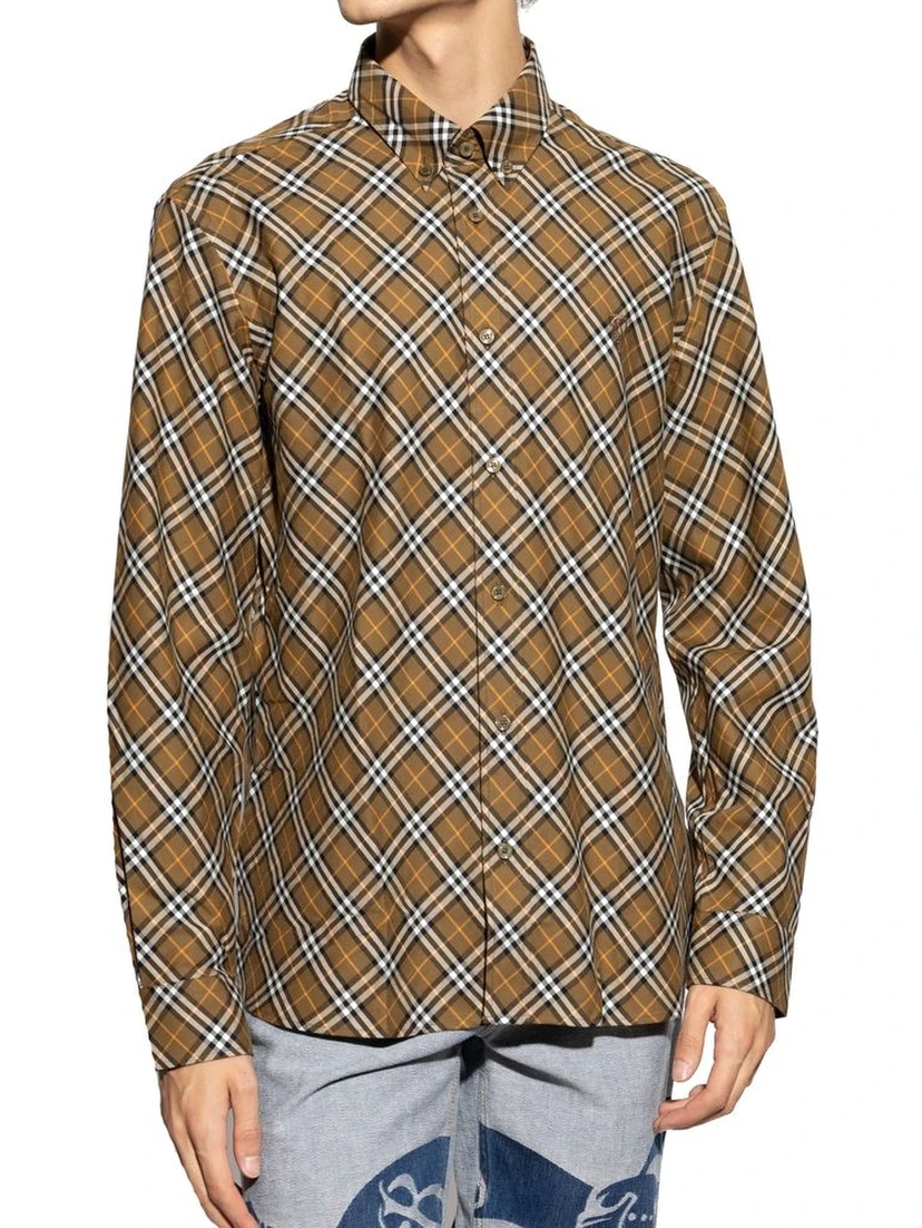 Brown Cotton Pattern Shirt