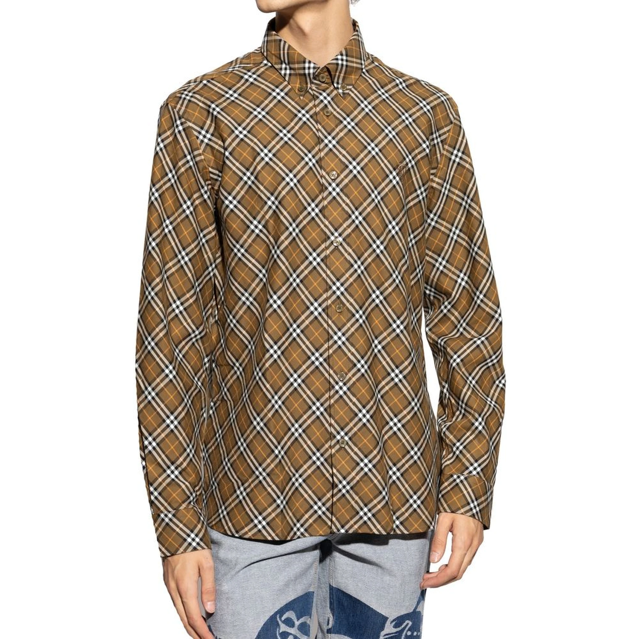 Brown Cotton Pattern Shirt