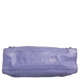 Purple Leather City Bag With Hardware