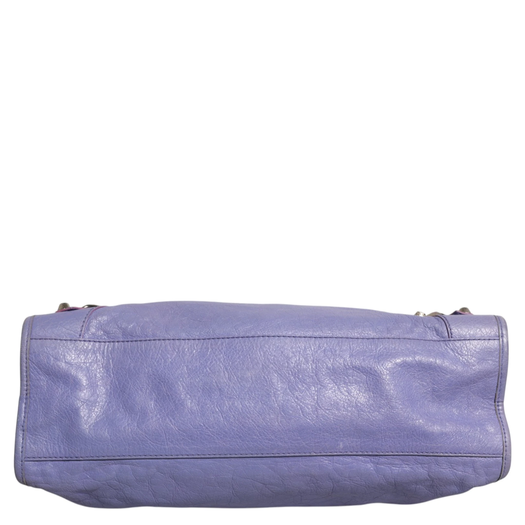 Purple Leather City Bag With Hardware