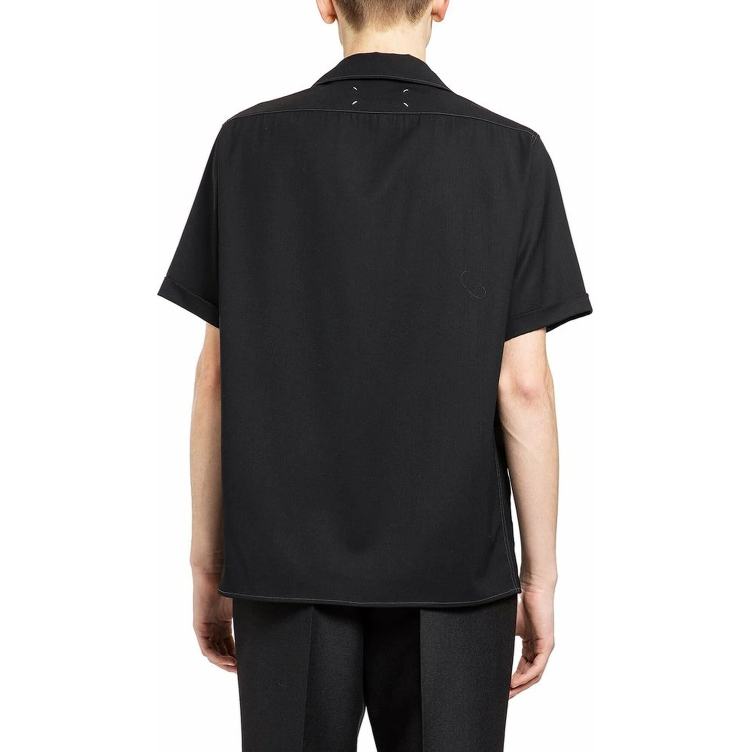 Black Wool Shortsleeve Shirt