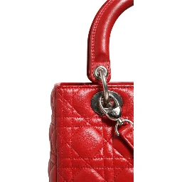 Red Cannage Lambskin Leather Lady Dior Bag