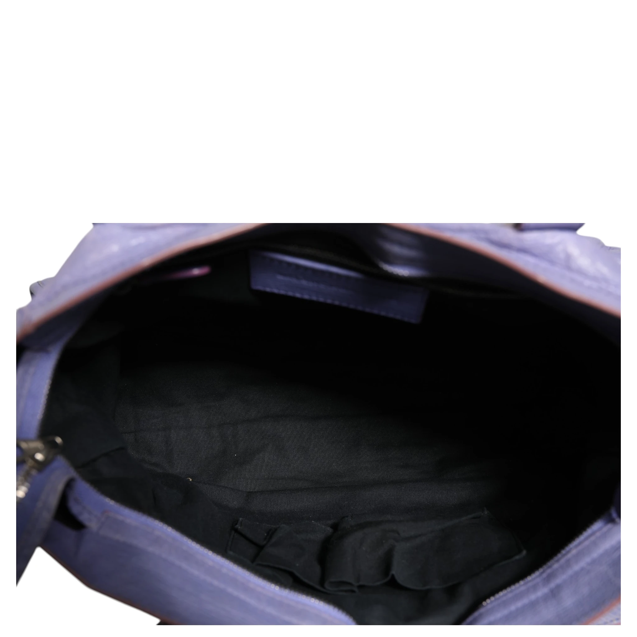 Purple Leather City Bag With Hardware