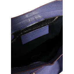 Purple Leather City Bag With Hardware