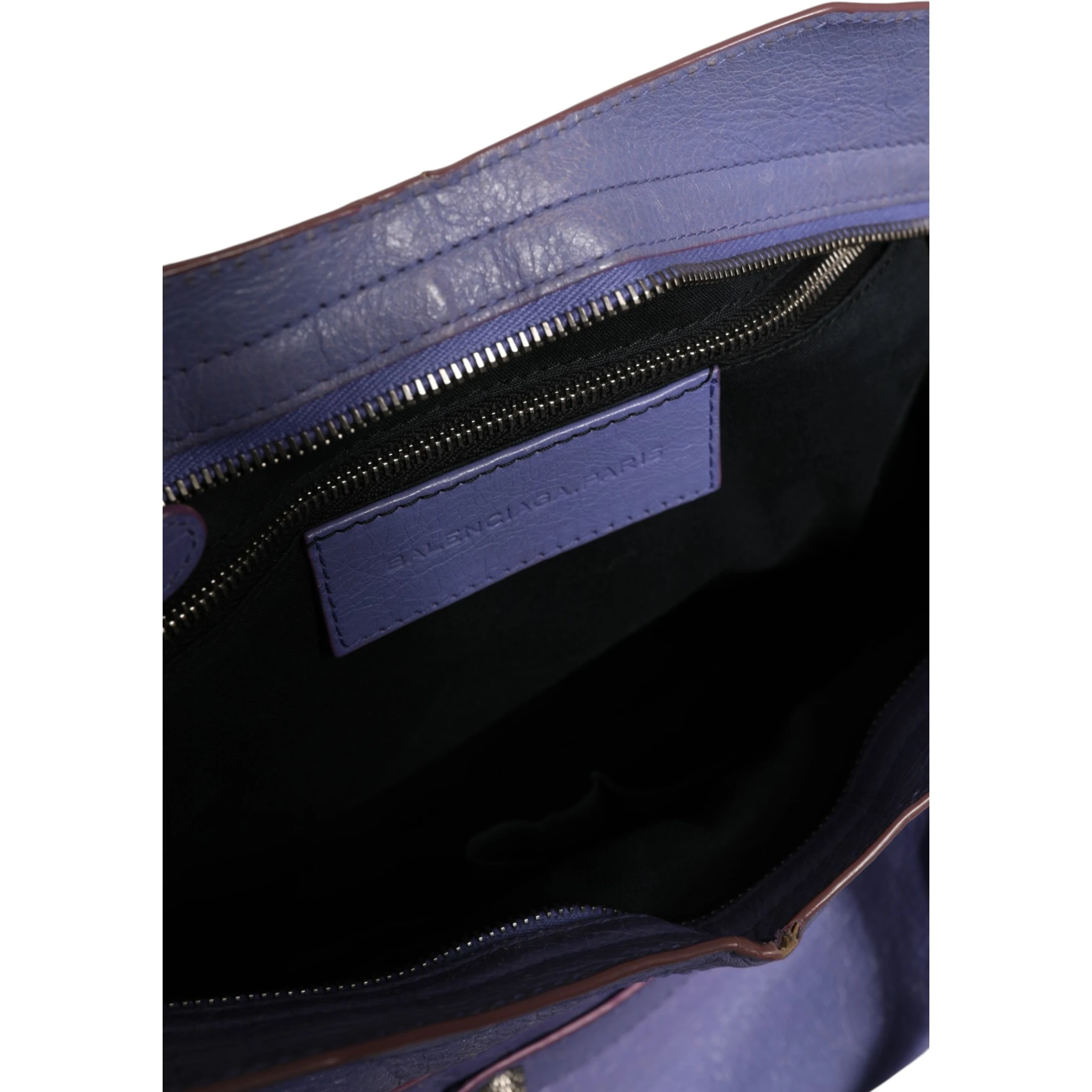 Purple Leather City Bag With Hardware