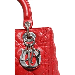 Red Cannage Lambskin Leather Lady Dior Bag