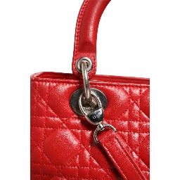 Red Cannage Lambskin Leather Lady Dior Bag