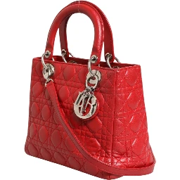 Red Cannage Lambskin Leather Lady Dior Bag