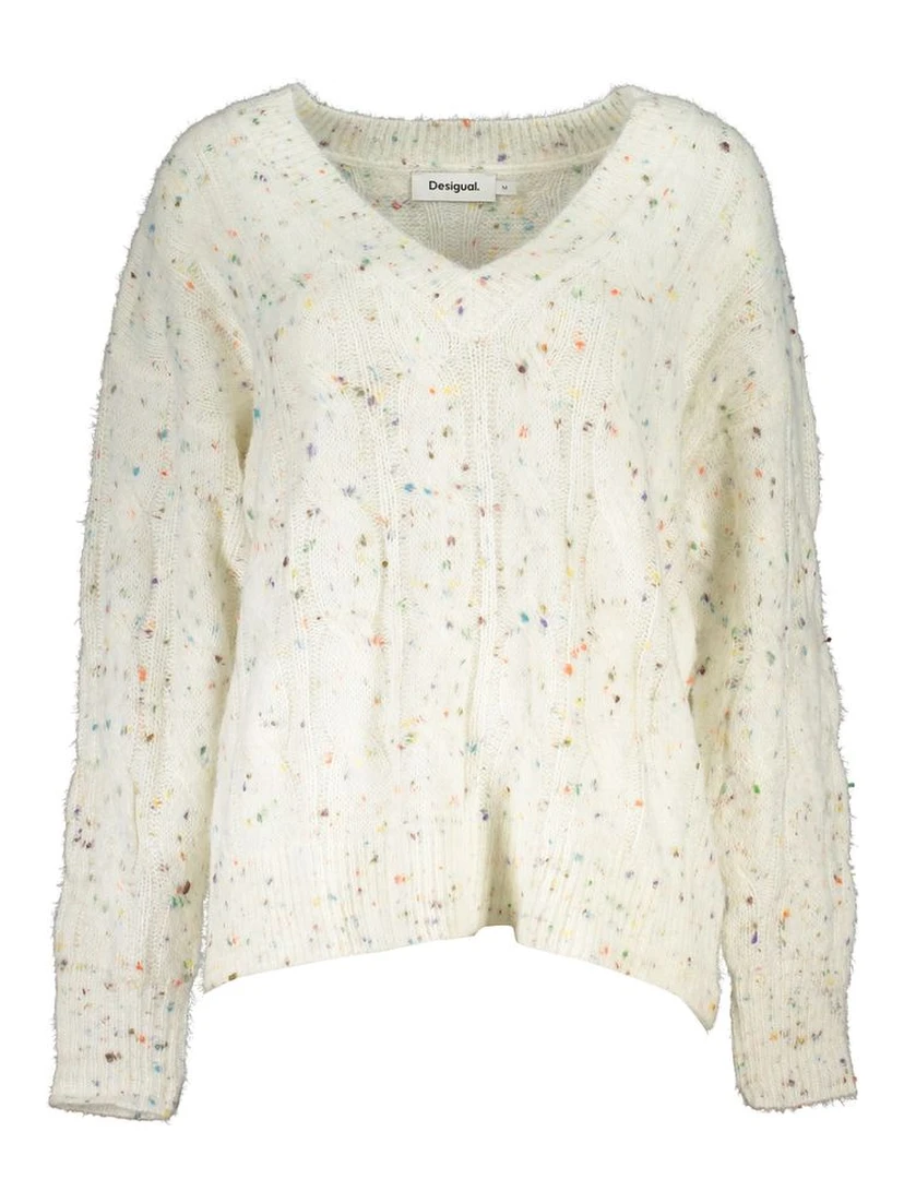 White Acrylic Women Sweater