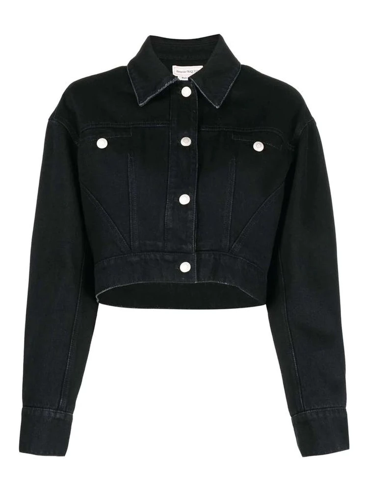 Black Cotton Denim Jacket