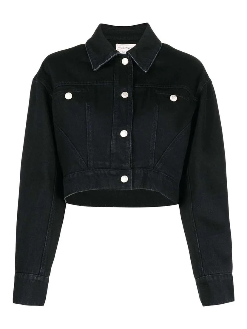Black Cotton Denim Jacket