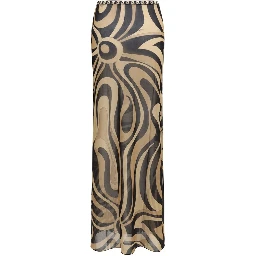 Beige Polyamide Long Skirt