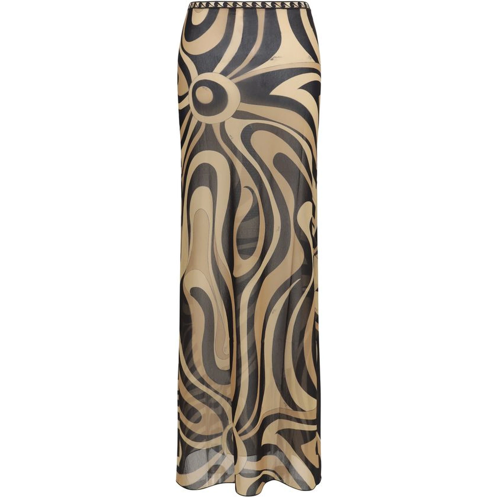 Beige Polyamide Long Skirt