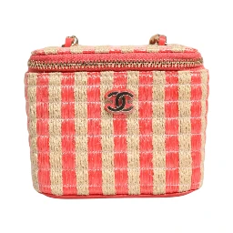 Raffia Jute Striped Mini Vanity Case