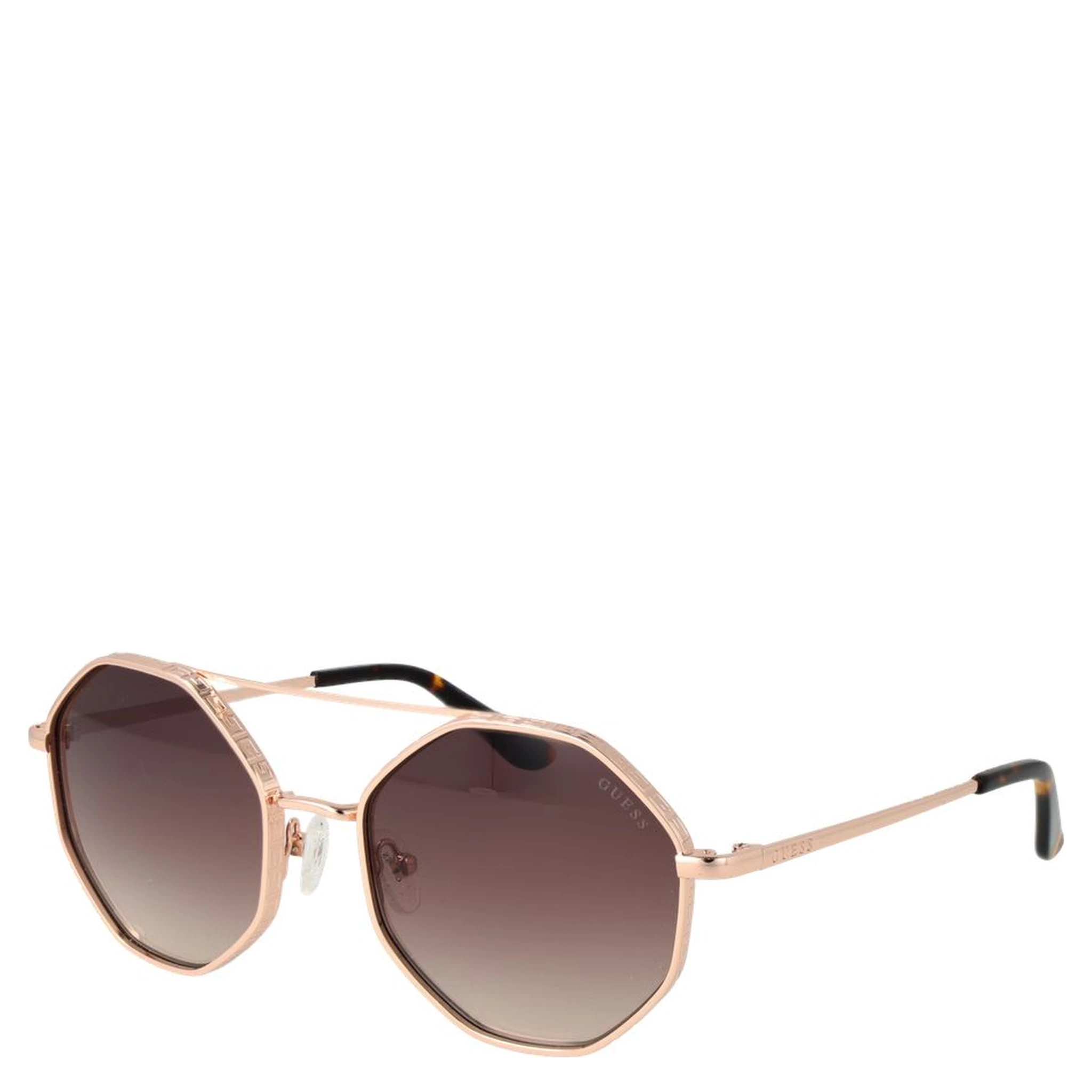 نظارات شمسية معدنية باللون الذهبي الوردي
